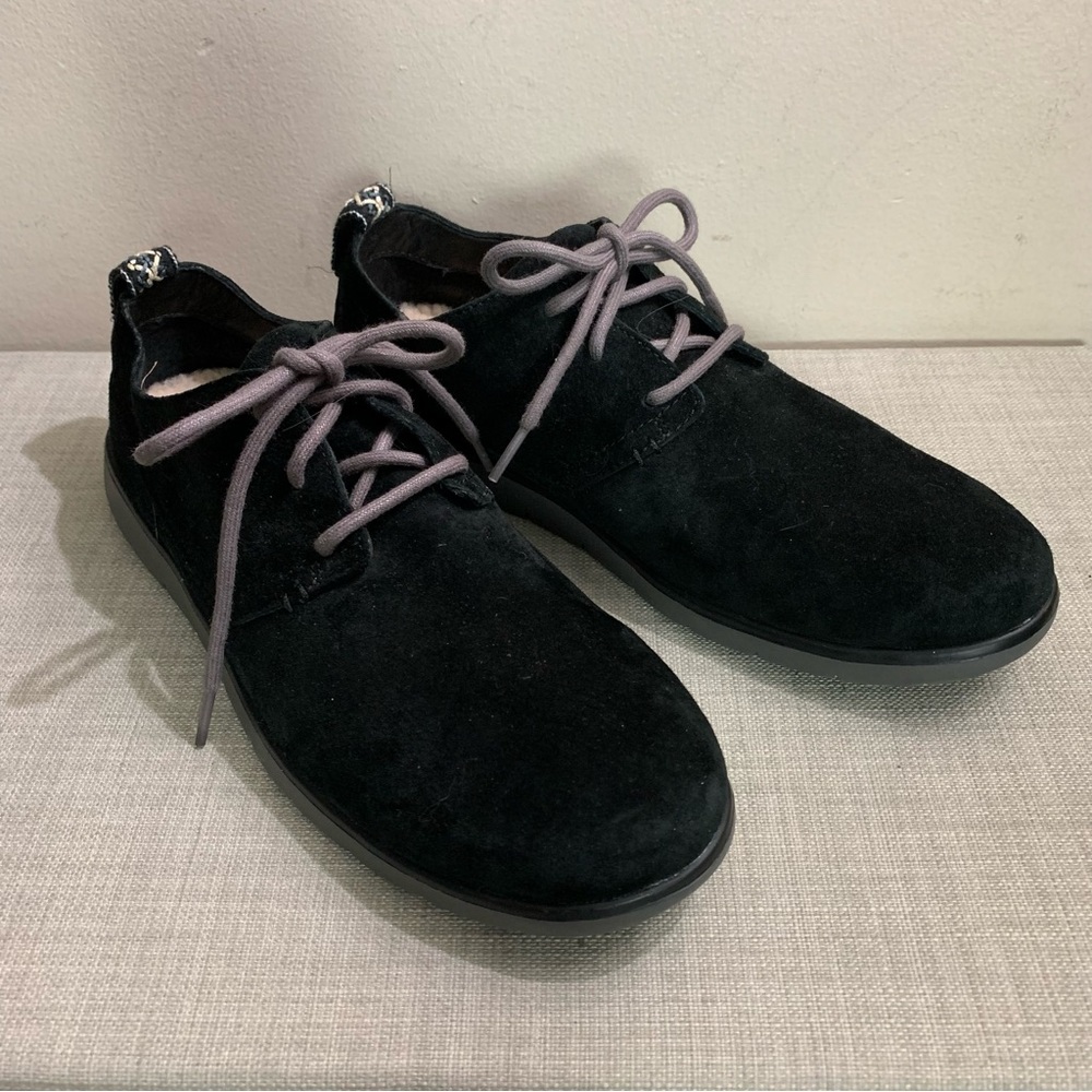 Men's UGG Black SHEEPSKIN Suede BOWMORE Low Top TREADLITE Casual SHOES Oxfords
